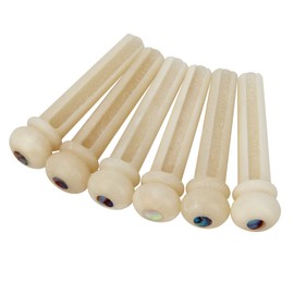 Blisstime 6pcs Unbleached Guitar Bone Bridge Pins Natural Bone Color Replacement Parts with Abalone Dot