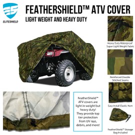 EliteShield Lightweight ATV Cover, Weatherproof Quad Cover, Water and Wind Resistant Four Wheeler Cover for Polaris Kawasaki Yamaha Suzuki Honda Arctic Cat Can-Am, Camo Color fits up to 86" Long