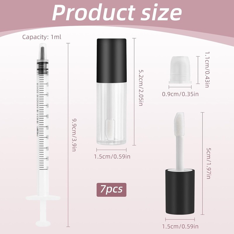 7 Pieces Empty Lip Gloss Tubes, 1.2ml Transparent Lip Gloss
