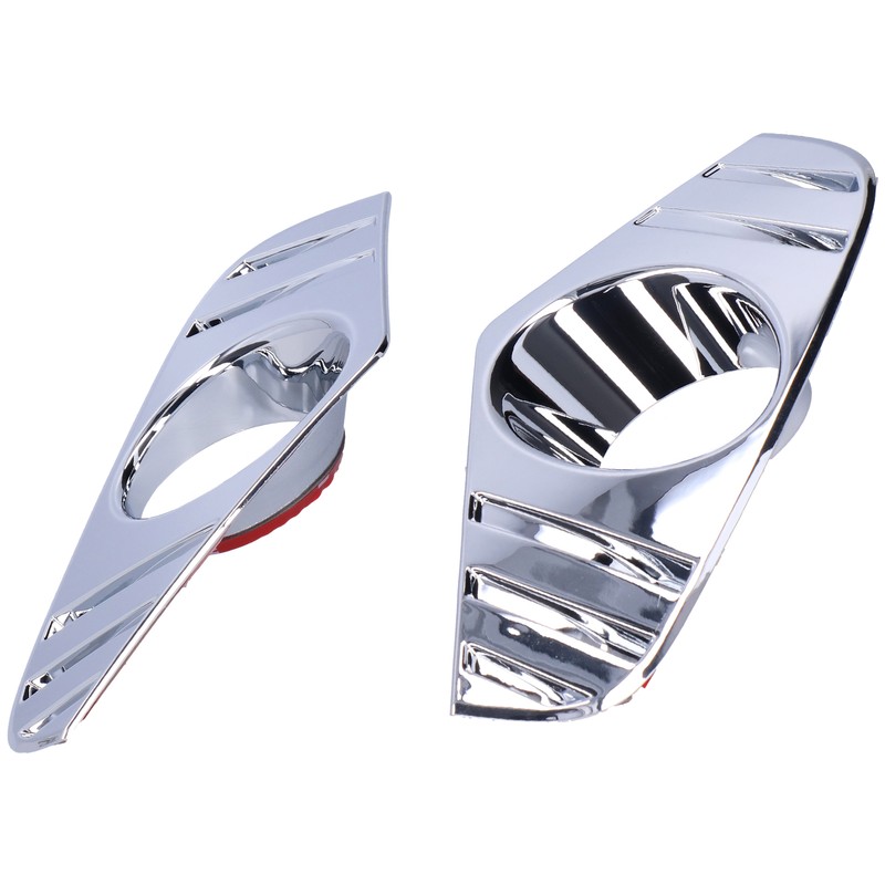 Pair Chrome Front Fog Light Cover Lamp Trims Paste Mounting