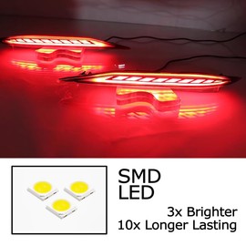 iJDMTOY Dark Red Lens Full LED Lower Bumper Reflector Lights Compatible with Hyundai 2021-2023 Elantra, Function as Tail, Brake, Sequential Blink & Rear Fog Lamps