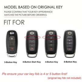 Hontumax Vintage Leather 5-Button Key Fob Cover Case for Nissan Pathfinder Rogue Ariya Versa Kicks Sentra Armada Murano 2025 2024 2023 (Blue)