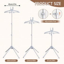 Abiglifty T Shirt Display,34-63 Inch Height Adjustable T Shirt Display Stand Adult for Vendors,Portable Hanging Clothes Display,Hanger Rack for Clothing Dress Garment Coat Retail (Grey)