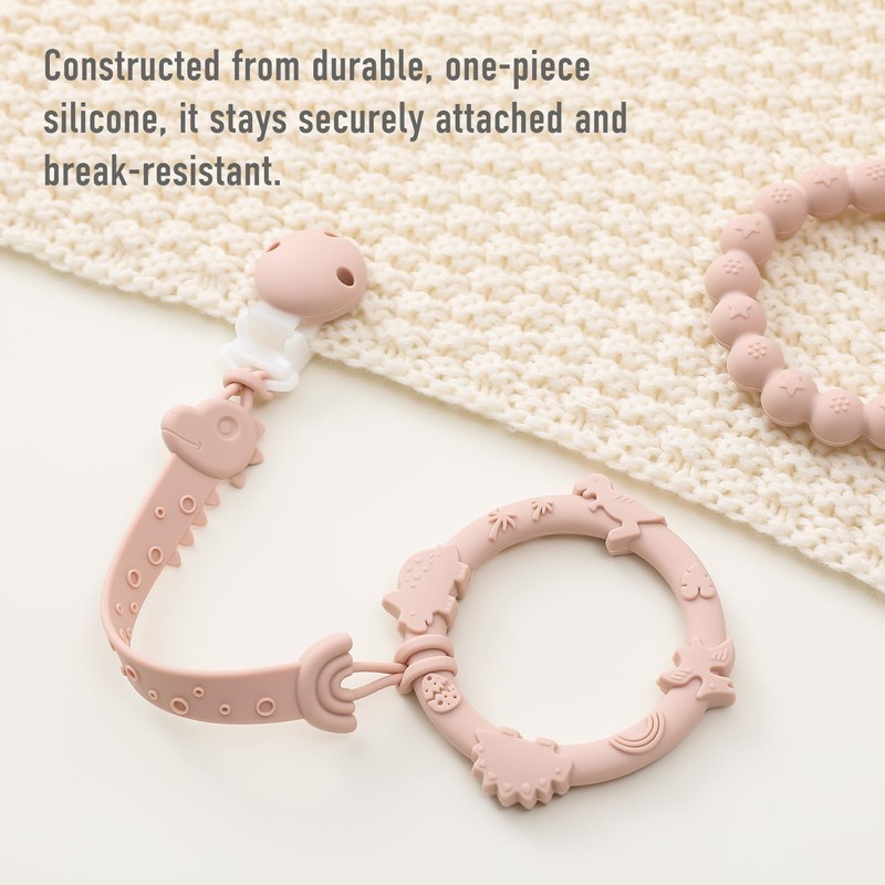 YIVEKO Pacifier Clips for Baby Boys Girls, One-Piece Silicone Pacifier