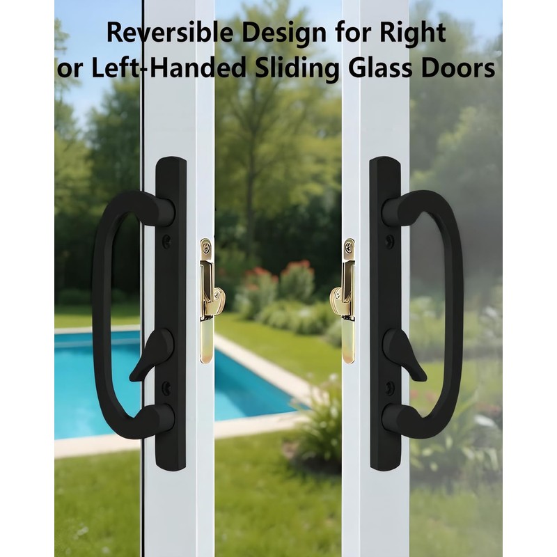 Ruigrit Offset Sliding Patio Door Handle Set with Mortise Lock