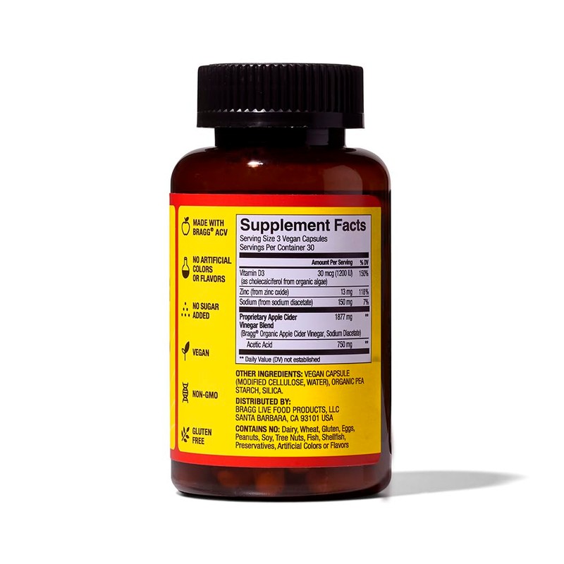 Bragg Apple Cider Vinegar Capsules with Vitamin D and Zinc
