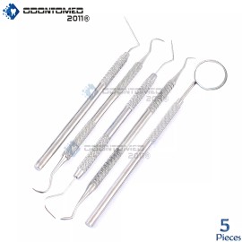ODM Stainless Steel Dental Pick Tool Kit Set of 5 Hygiene Plaque Remover Instruments