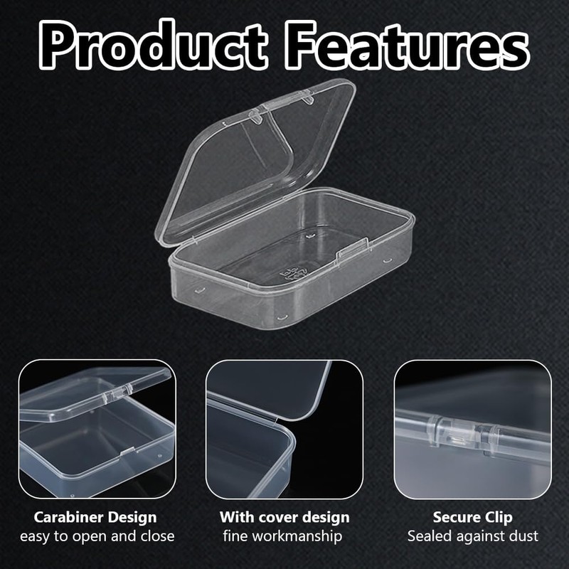 WYAN 32 Pcs Mini Container Boxes, Square Empty Mini Clear
