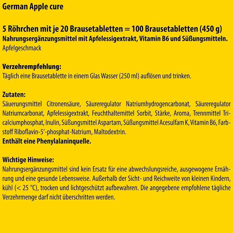 Apfelessigextrakt Brausetabletten 5x20 Stk. Apfelgeschmack - 256,5 mg Apfelessig, 2