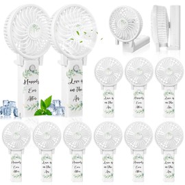 CroBlissful 24 Pcs Wedding Mini Handheld Fans for Guests Bulk 180° Foldable Battery Operated Portable Floral Fan Bulk Eucalyptus Desk Fans Gifts for Wedding Favors Bridal Shower Outdoor Events