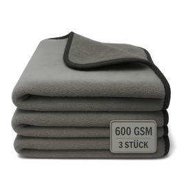 Kemes Drying Cloth Car Microfibre Cloths Pack of 3 600 GSM 4-Way Absorbent Polishing Cloth Car Wash Car Care and Household Microfibre Cloth for Polishing 30 x 30 cm