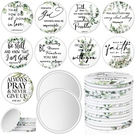 GlikCeil 36 Pcs Mini Christian Compact Mirror Bulk Inspirational Bible Verse Pocket Mirrors Portable Circle Makeup Mirror Thank You Gifts for Women Girls Volunteers Employee Church Party Favors