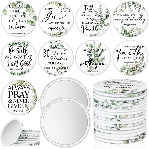 GlikCeil 36 Pcs Mini Christian Compact Mirror Bulk Inspirational Bible
