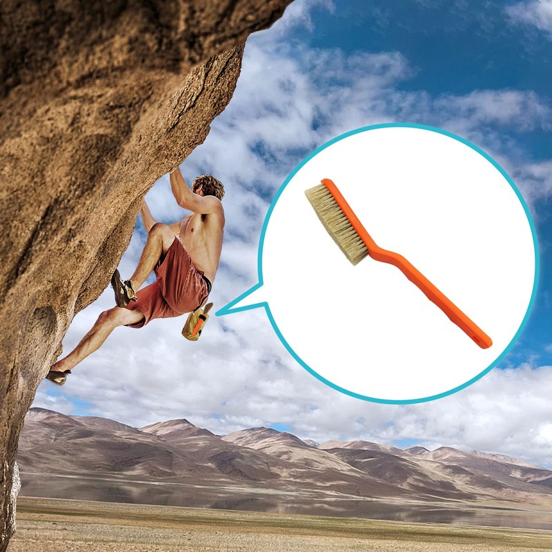 Boar Hair Rock Climbing Brush with Ergonomic Handle, Bouldering Boulder
