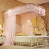 Rail-Type Bed Mosquito Net (150x200cm) (Light Pink) Lace Mosquito Net