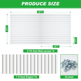 Pickmesh 8 x 4 ft Slat Wall Panel with 14 Pcs Slatwall Hooks Garage Wall Organizer PVC Slat Wall Panels Slat Wall Accessories Home Garage Storage Systems for Tool Organization Peg Board