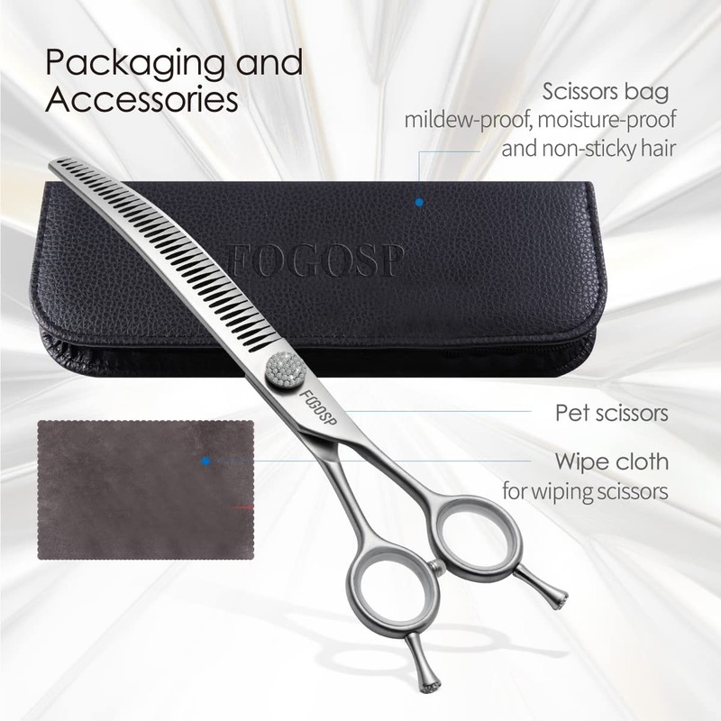 FOGOSP 7.0'' Curved Chunkers Shears for Dog Grooming Professional Magic
