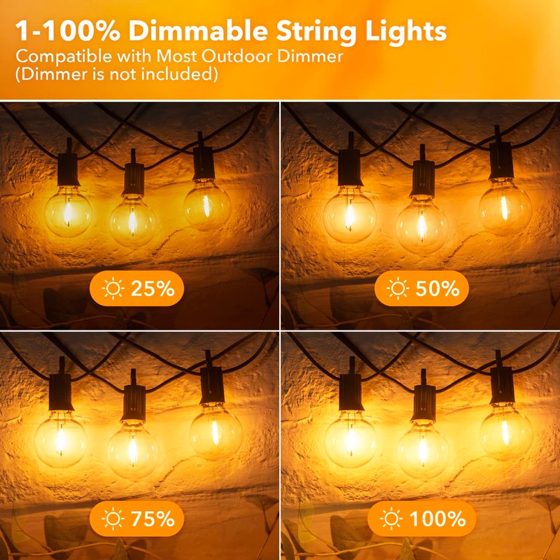LED Outdoor String Lights Patio Lights 100FT with 104 LED