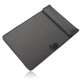 WELLYUK PU Leather Clipboard, A6 File Clip Document Organizer Writing Pad Office Business Card Holder, Magnetic Conference Pad with Pen Holder, 4.7" X 7.5" Black