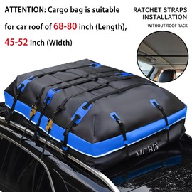 40 Cubic Feet Rooftop Cargo Carrier Bag, Waterproof Soft-Shell Car Roof Bag for All Vehicles SUV with/Without Rack, Car Top Luggage Storage Bag, Blue