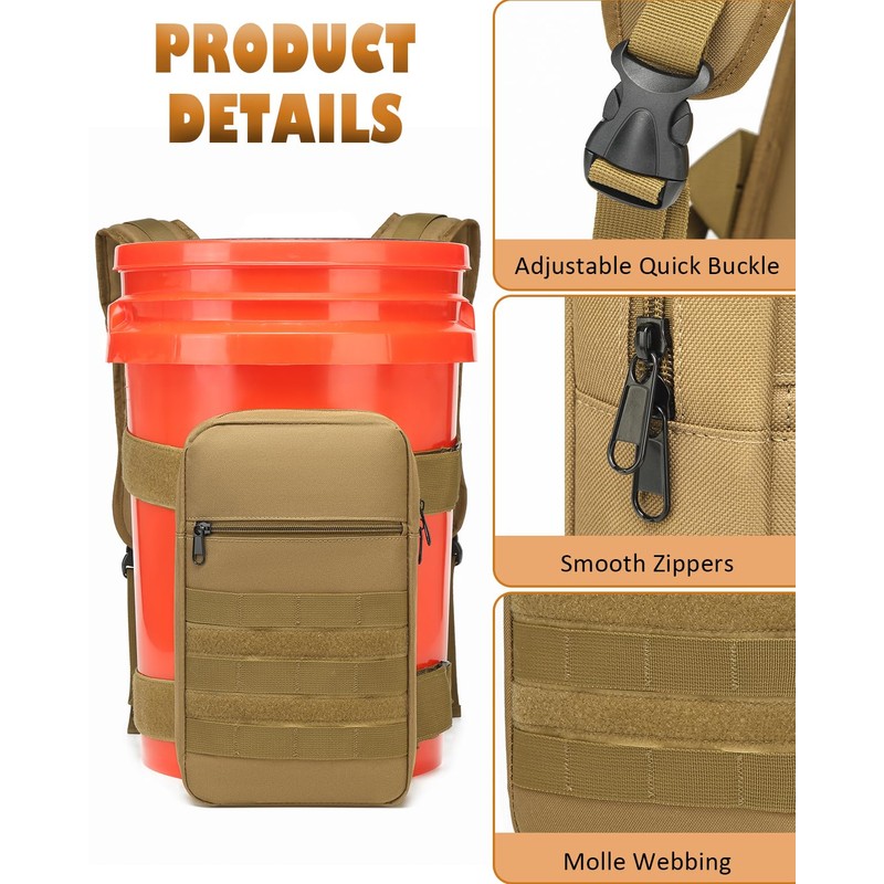 Backpack for 5 Gallon Buckets - Universal Bucket Organizer with