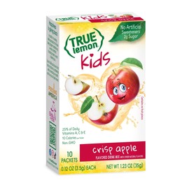 TRUE LEMON KIDS Crisp Apple (10 Packets) - Hydration, No Preservatives, No Artificial Flavors, No Sweeteners - Low Sugar Water Flavoring - Juice Powdered Drink Mix for Kids