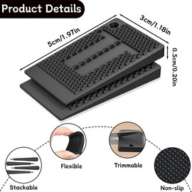 KOLZEMV Pack of 20 Door Stoppers, Floor Black, Height Adjustable, Scratch-Resistant, Non-Slip Door Wedge Rubber, High, Non-Toxic, No Unpleasant Odour, Door Buffers, Protection for Balcony Door, Study,