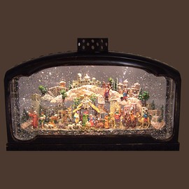 Lighted Water Lantern with a Nativity Scene and Swirling Glitter, Includes Christmas Music, Freestanding Christmas Decoration, Festive Holiday Décor, 9.5 Inches High