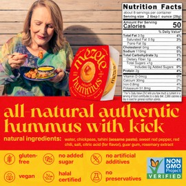 Mezete Spicy Hummus with Red Chili | All-Natural Dips and Spreads | Flavorful Tahini Rich Hummus | No Refrigeration Required | Halal | Gluten-Free | No Preservatives | 180g