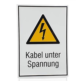 Betriebsausstattung24® Warning Combination Sign "Cable Under Voltage" | Safety Sign / Warning Sign | Operational Safety | Aluminium, 21.0 x 29.7 cm