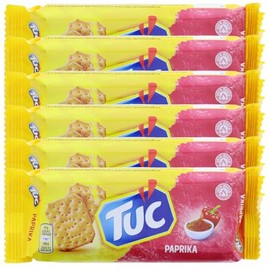 6x Tuc Paprika Cracker je 100g Salzgebäck mit würziger Paprikanote Knabbergebäck