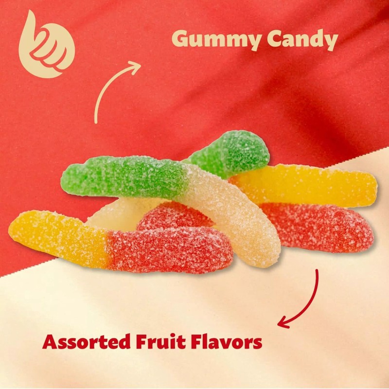 iLike! Sour Gummy Worms Candy, Assorted Fruit Flavors, 2-Pound Bag