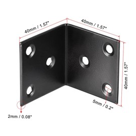 TA-VIGOR Heavy Duty L Brackets, 40x40x40mm Black Stainless Steel Corner Braces, 90 Degree Brackets with Screws, Metal Support Bracket Plates for Shelves Furniture 4 Pcs