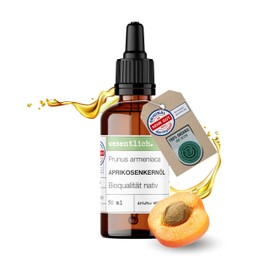 wesentlich. Apricot Kernel Oil Organic 50 ml with Pipette Gentle Face Oil for Sensitive Skin 100% Pure Care Oil Cold Pressed & Vegan