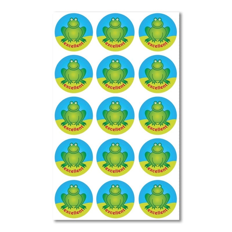 Cute frog stickers with an 'excellent' Message