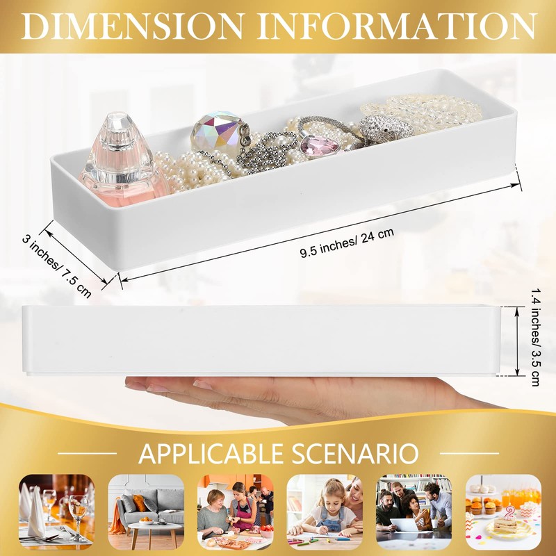4 Pack Plastic Drawer Organizer 9.5 x 3 x 1.4