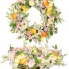 Zhemobang Easter Wreath 20IN with Daisy Flowers, Eggs, Silk Polyester,