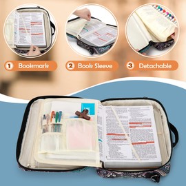 LoDrid Bible Carrying Case for Church with Multiple Pockets, Portable Bible Cover Bag with Handle and Shoulder Strap for Bible Accessories, Totem, Bag Only