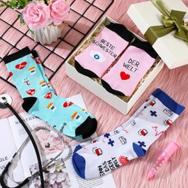 SATINIOR Nurse Gifts Socks Funny Ladies Crew Socks 36-43, as shown in the picture, 36