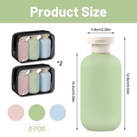 6 PCS 200ml Travel Bottles, Squeeze Travel Containers, Leakproof Refillable Travel Bottles, Plastic Bottles with Bag, for Toiletries, Travel, Business