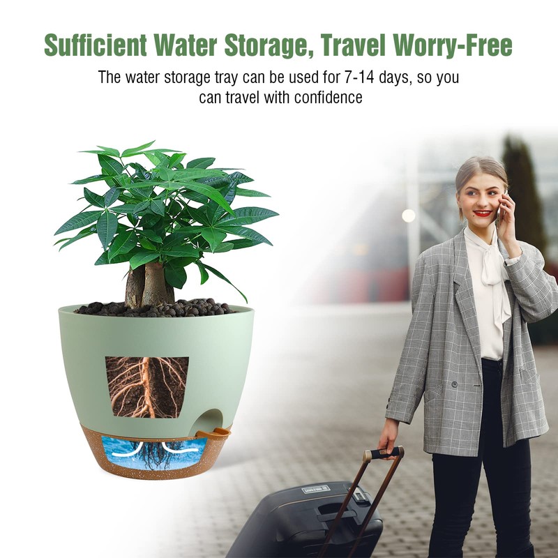 UOUZ 12 inch Large Self Watering Pots, Plastic Planters with