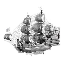 Piececool 3D Puzzle for Adults Metal Pirate Ship Model Kits, The Queen Anne's Revenge Flying Dutchman Ship Models Building Kits 3D Puzzle Toy, Great Birthday Gift -49Pcs