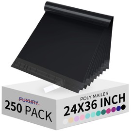 Fuxury 250 Pcs 24x36" Poly Mailers,Waterproof Mailing Envelopes for Clothing, Strong Adhesive Poly Shipping Postage Bags for Small Business(Black)