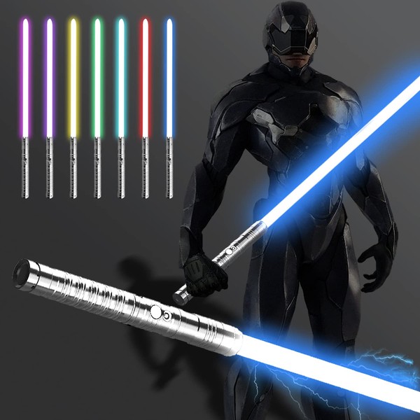 Amaxshiirchy Lightsaber RGB15 Colors Metal Hilt 3 Sound Modes Rechargeable Force FX Heavy Dueling Light Saber Swords Set Cosplay Children Adults