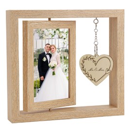 Rotating Floating Photo Frame, 2025 Wedding Picture Frames 6x4, Double Engagement Photo Frame, Wooden Picture Frames, Wedding Gifts for Bride and Groom