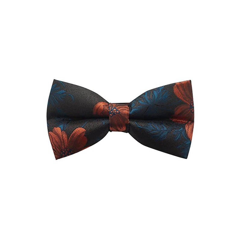Bowties.jp bd610 Brown Orange Flower Botanical Pattern Bow Tie Bowtie