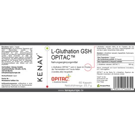 L-Gluthation GSH OPITAC™ 60 Kapseln 500mg Nahrungsergänzungsmittel vegan KENAY EUROPE | Japanische Qualität
