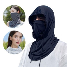 3-in-1 Cooling Neck Gaiter, Sunshade, and Hood Scarf Face Cover Black (FL) 2ea