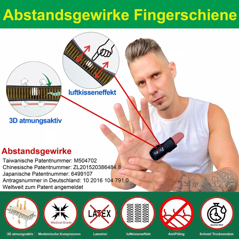 IRUFA, FS-OS-11.3D Breathable Finger Splint Trigger Finger Splint Straightener Curved
