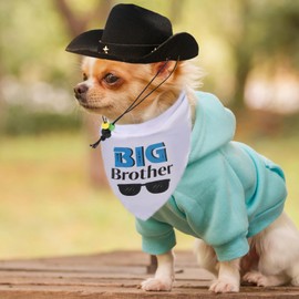 PUPTECK Pañuelo para Perro de Gran Hermano con Bonito Sombrero de Vaquero, Disfraz para Perros pequeños, medianos y Grandes, para niño, Blanco y Negro